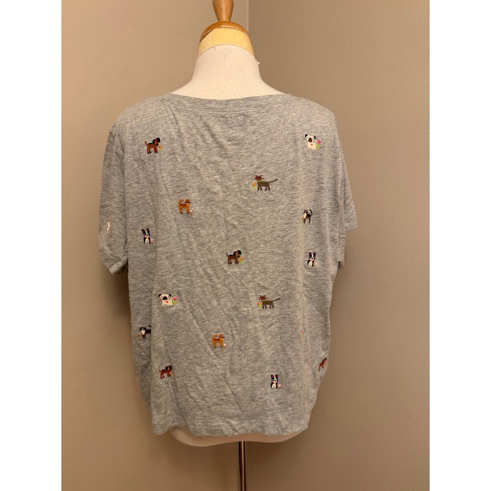 NWT Natural Life Fave Little Things Embroidered Tee Grey Pets Cats & Dogs Sz XL - Picture 6 of 8